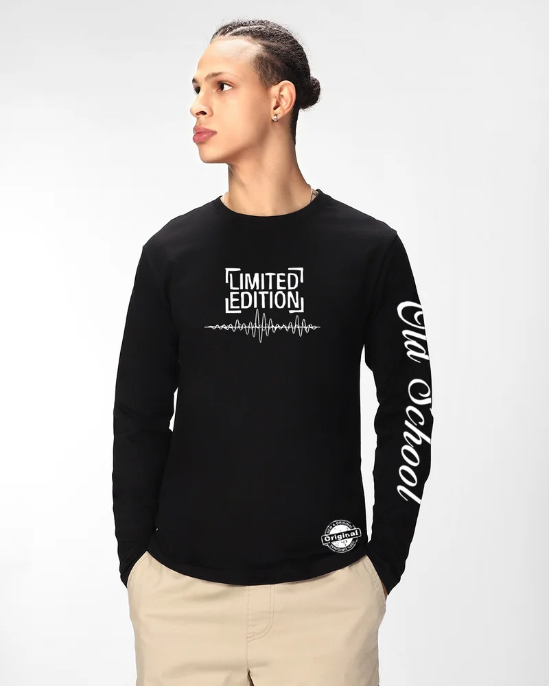 بيواكوف Men's Black Headphone Graphic Printed T-shirt